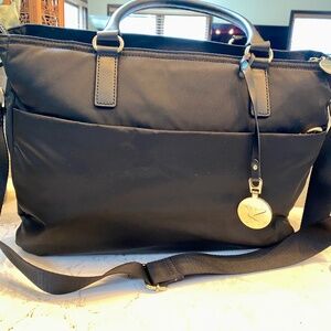 Lo & Sons Brookline 16" Laptop Bag Black with Gold Hardware